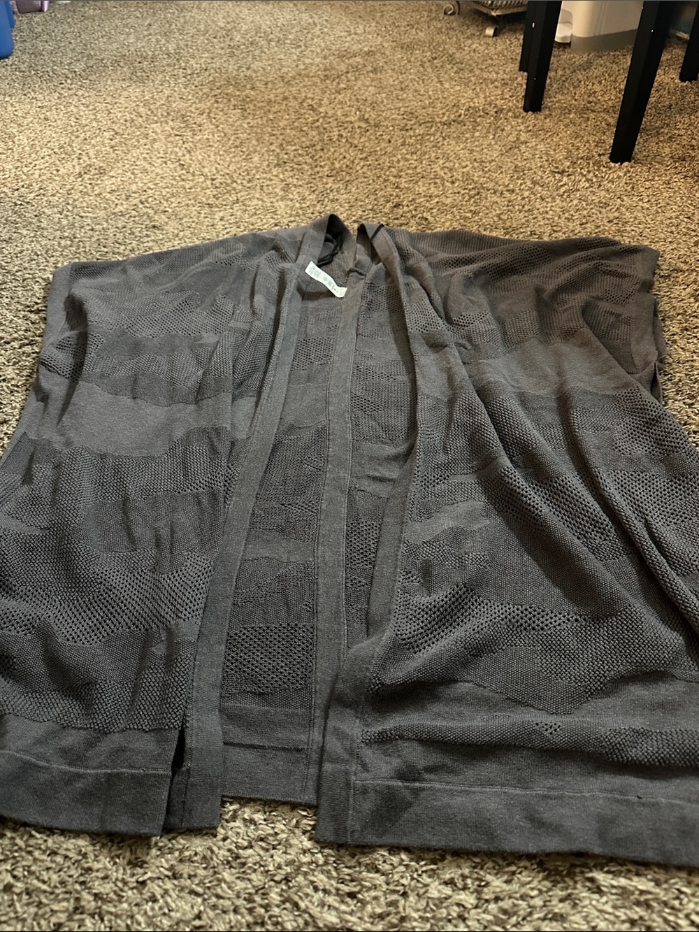lululemon athletica charcoal gray open-front knit shrug